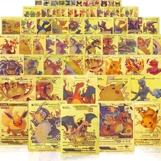 SUOMMO 55-piece Pokemon gold cards pack with varied foils for collectors.