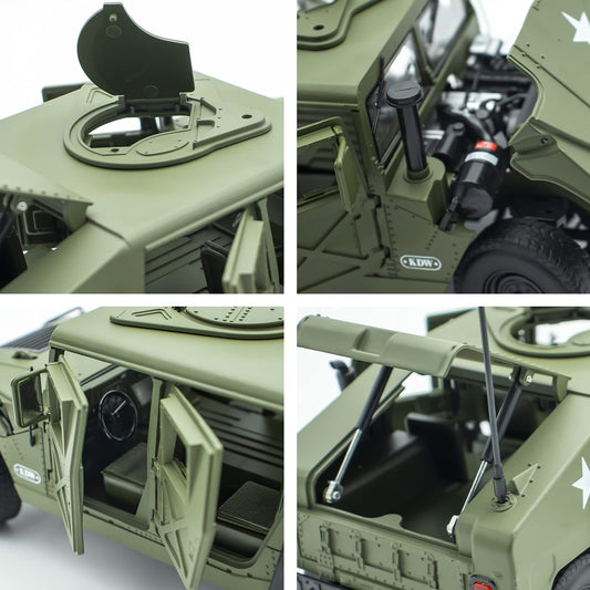 Supdex 1:18 armored Humvee with opening doors for interactive play.