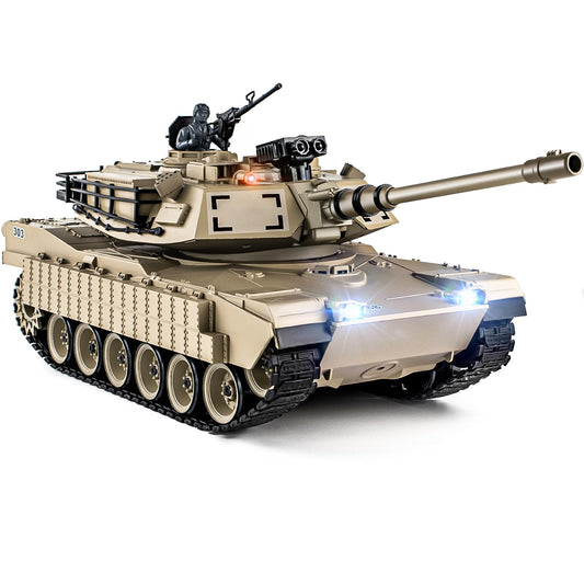 Supdex 1/18 M1A2 Abrams tank side view for rugged outdoor play.