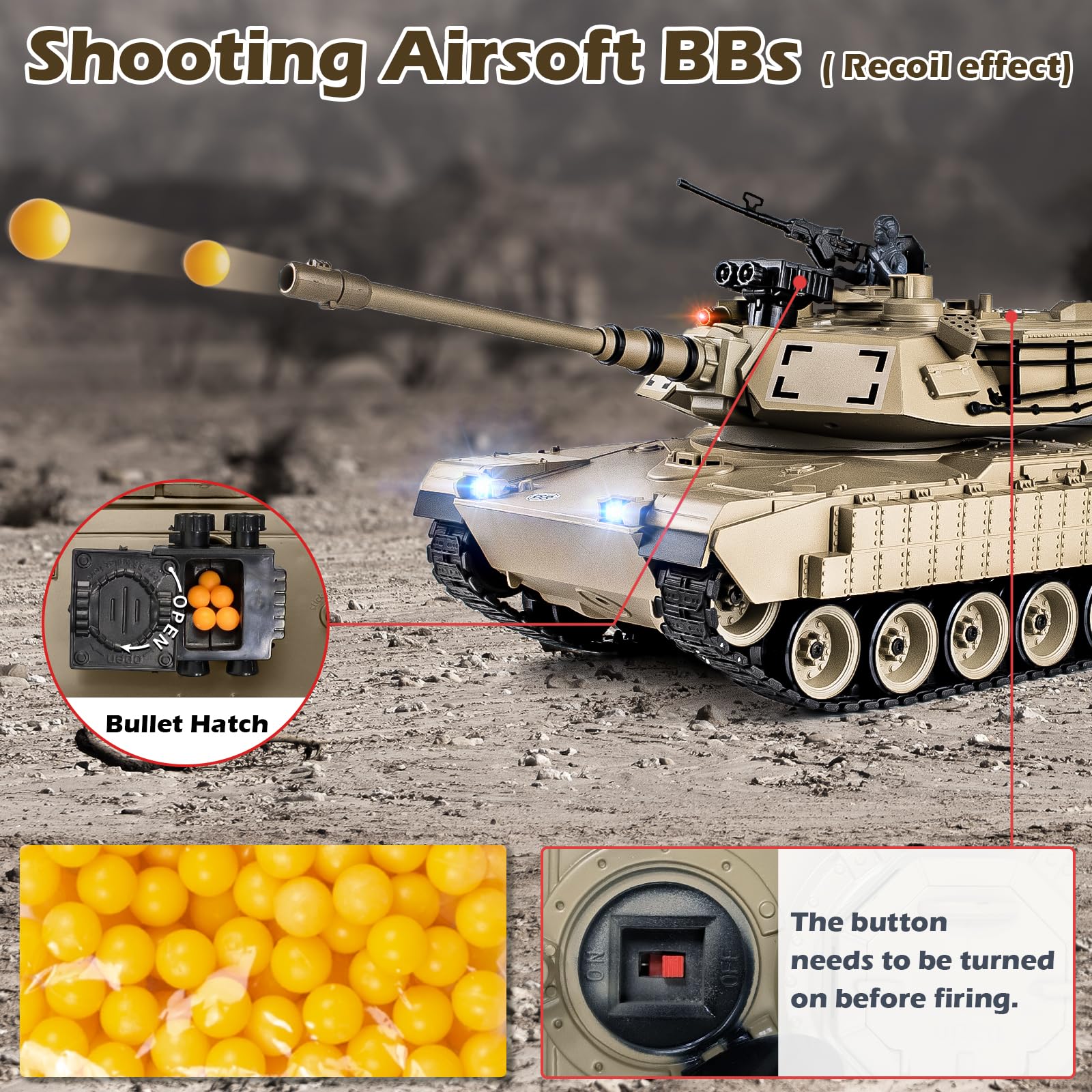 Supdex tank turret rotation shows 320-degree aiming for tactical versatility.