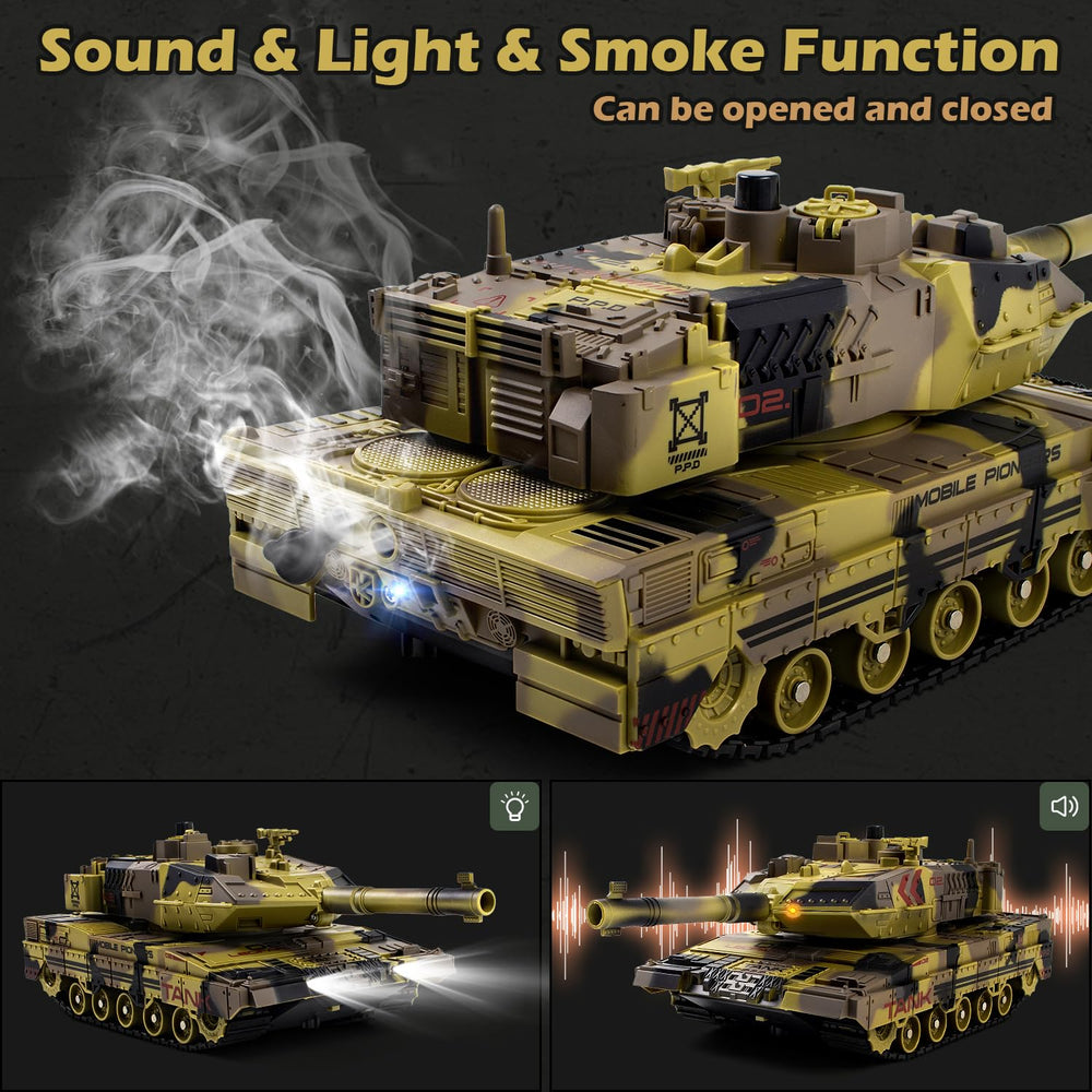 Supdex 1/24 RC Tank 360-degree turret rotation enables dynamic combat maneuvers.