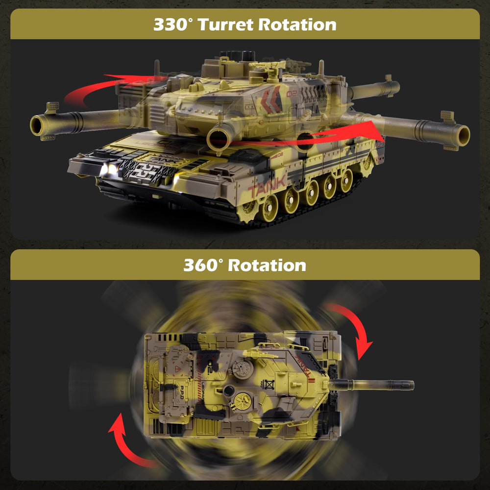 Supdex 1/24 RC Tank with sound and lights enhances immersive play sessions.