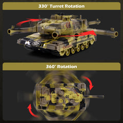 Supdex 1/24 RC Tank with sound and lights enhances immersive play sessions.