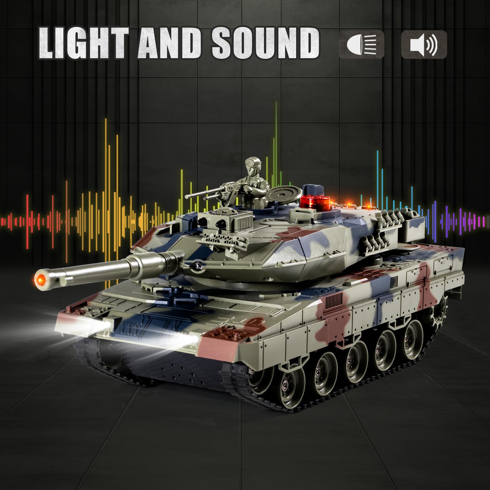 Supdex 1/24 RC Tank with sounds and smoke effects for realistic battlefield ambiance