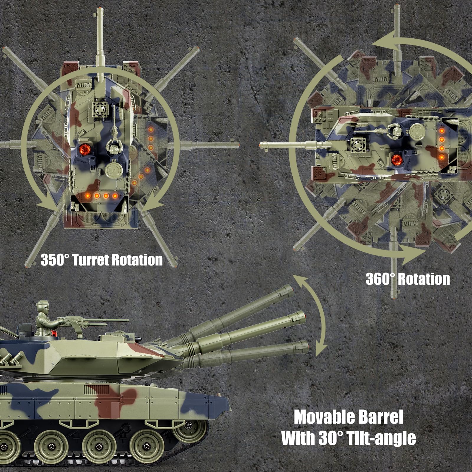 Supdex 1/24 RC Tank turret rotation in action for immersive play