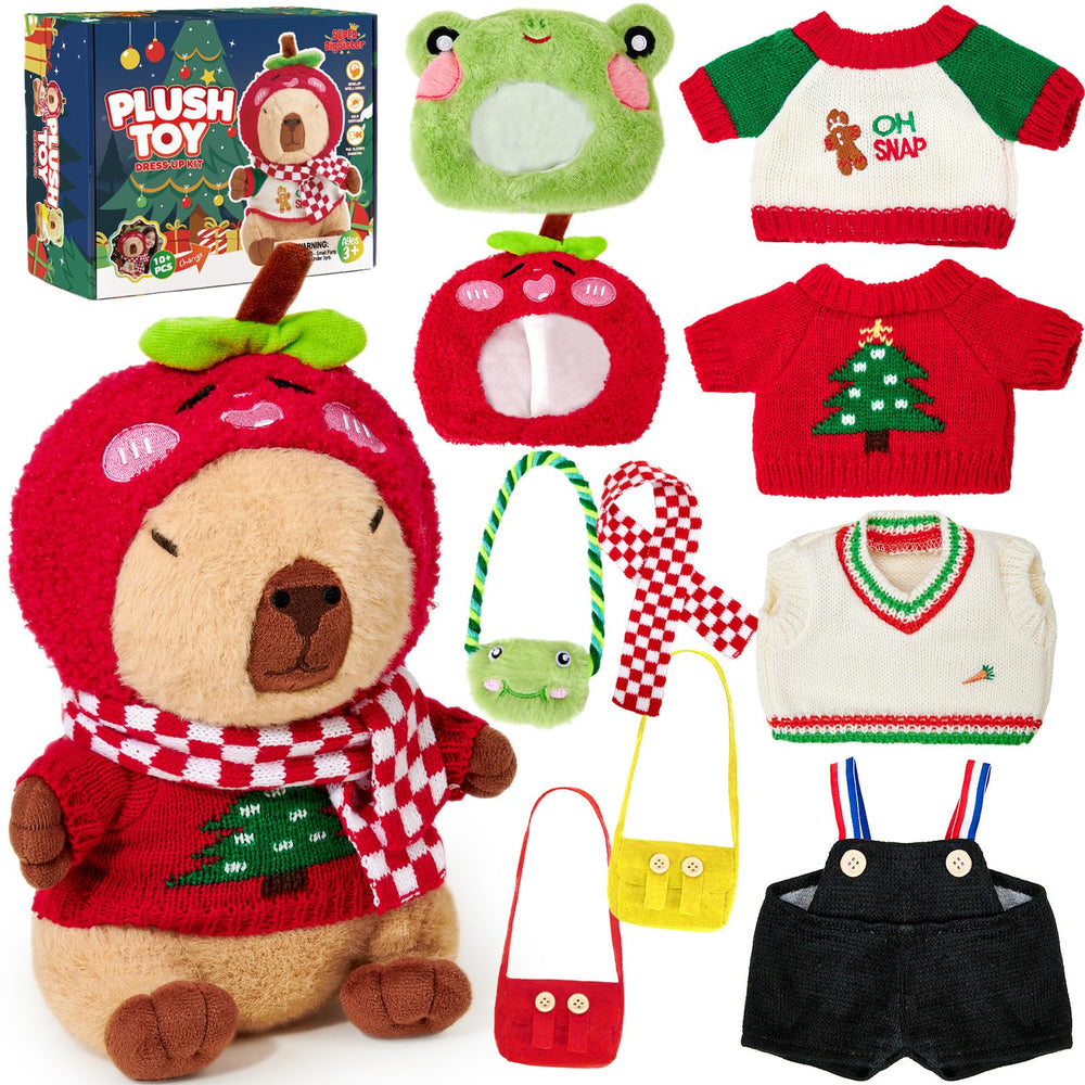 Super Big Sister Christmas capybara plush with dress-up accessories for imaginative play.