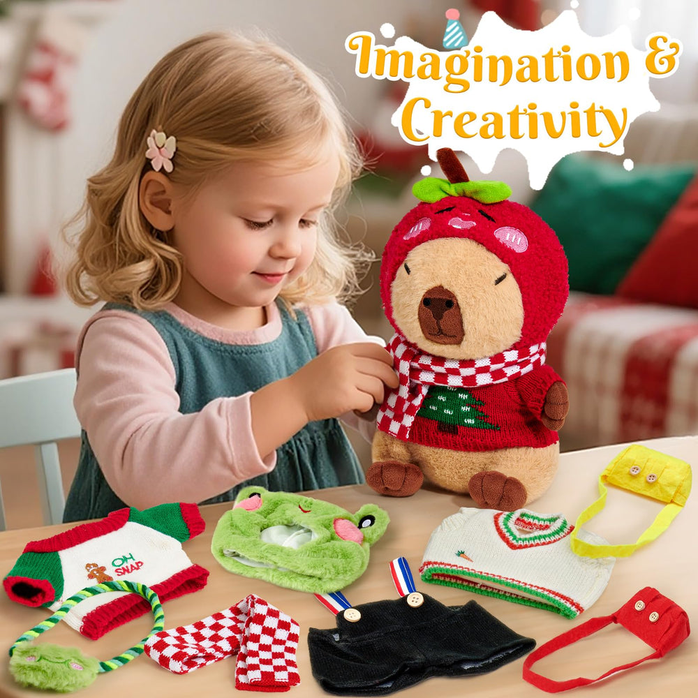Imaginative play with capybara plush encourages storytelling and role-play.