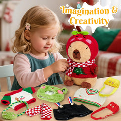 Imaginative play with capybara plush encourages storytelling and role-play.