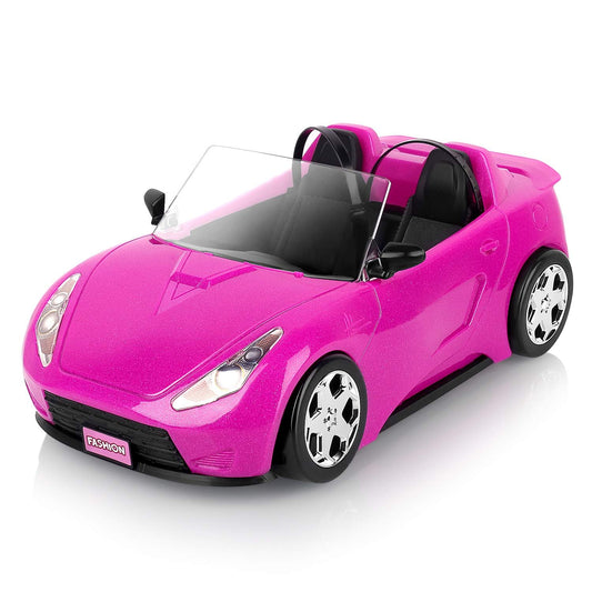 SUPER JOY glittering magenta convertible doll car inspires imaginative play