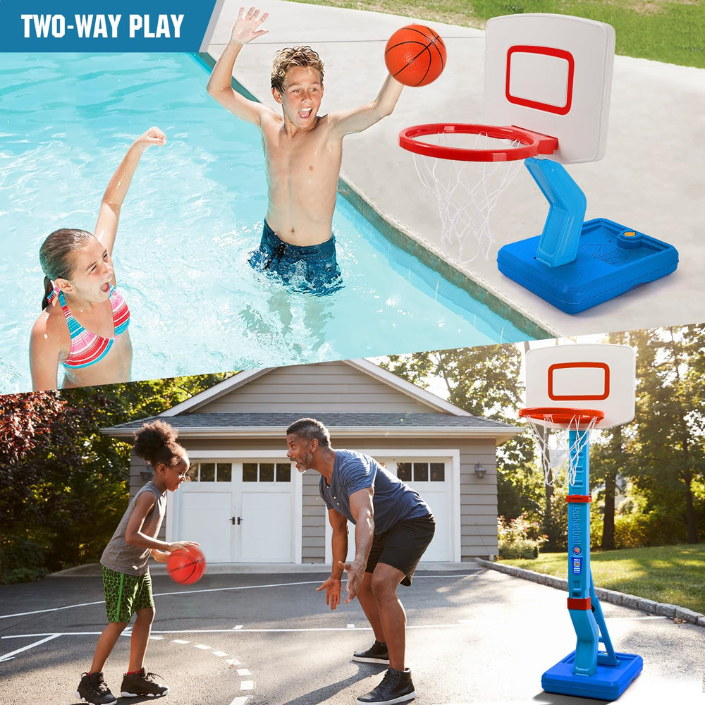 Includes four inflatable soft basketballs for safe play