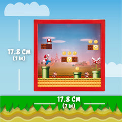 Super Mario arcade money box classic platform design with Goomba and Piranha Plant.