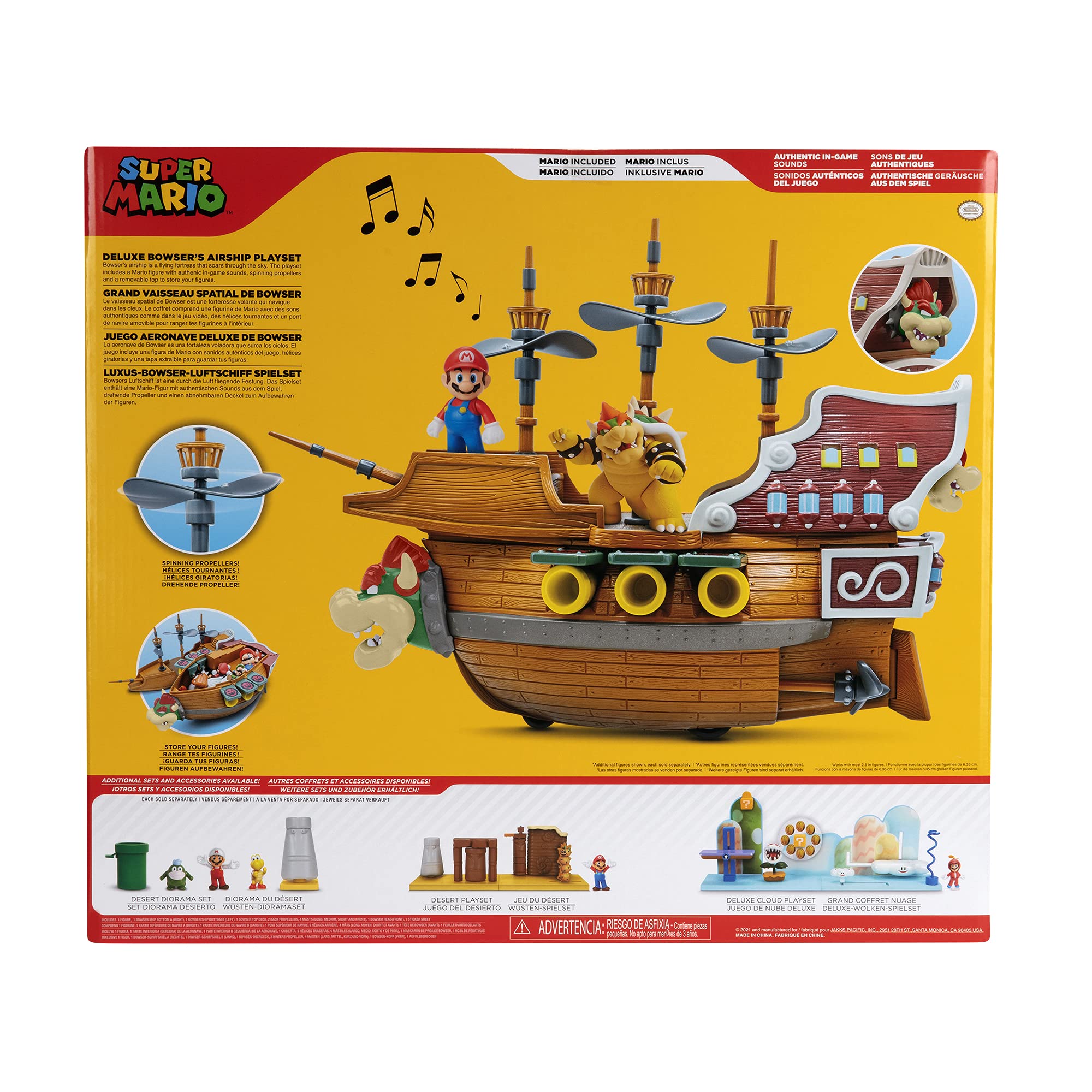 Super Mario Deluxe Bowser's Airship open hull for easy figure storage.