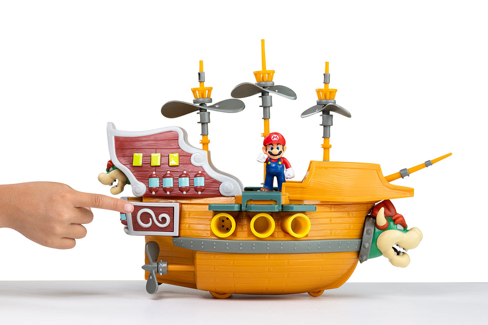 Super Mario Deluxe Bowser's Airship rolling propellers in action during play.