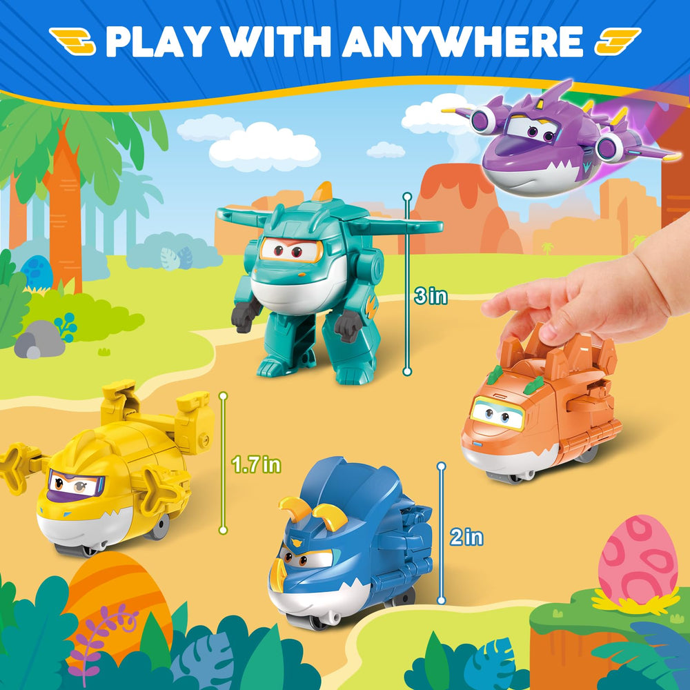 Super Wings Steggo and friends mini figures inspire branching missions and playtime.