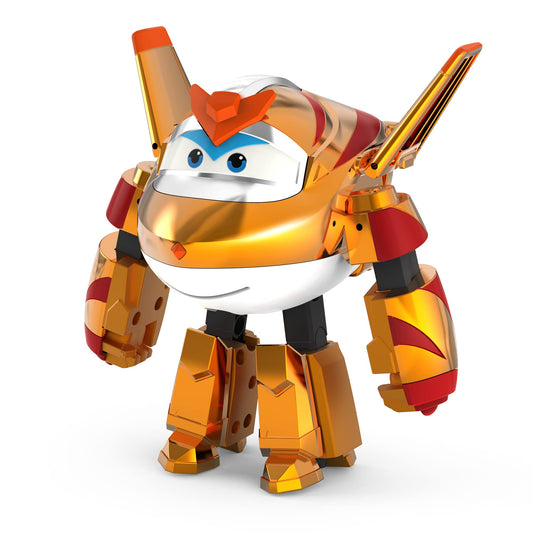 Super Wings Golden Boy transformed into a robot for action-packed play.