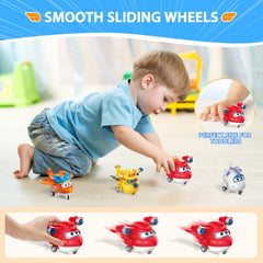 Super Wings 2-inch mini-figures offer battery-free transform action.