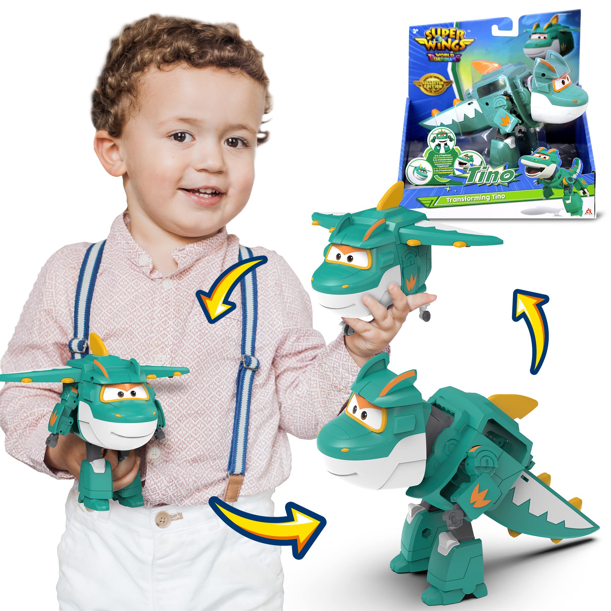 Super Wings Tino transforming airplane for imaginative play