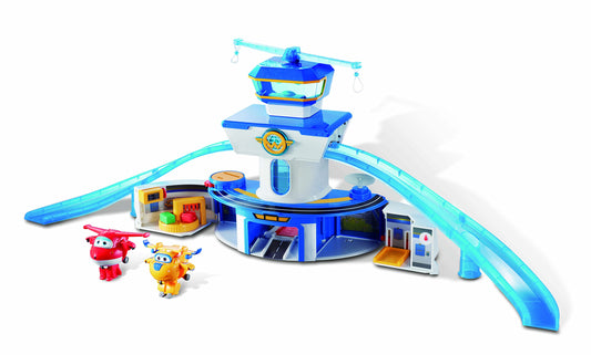 Super Wings World Airport control tower with lights enhances imaginative play