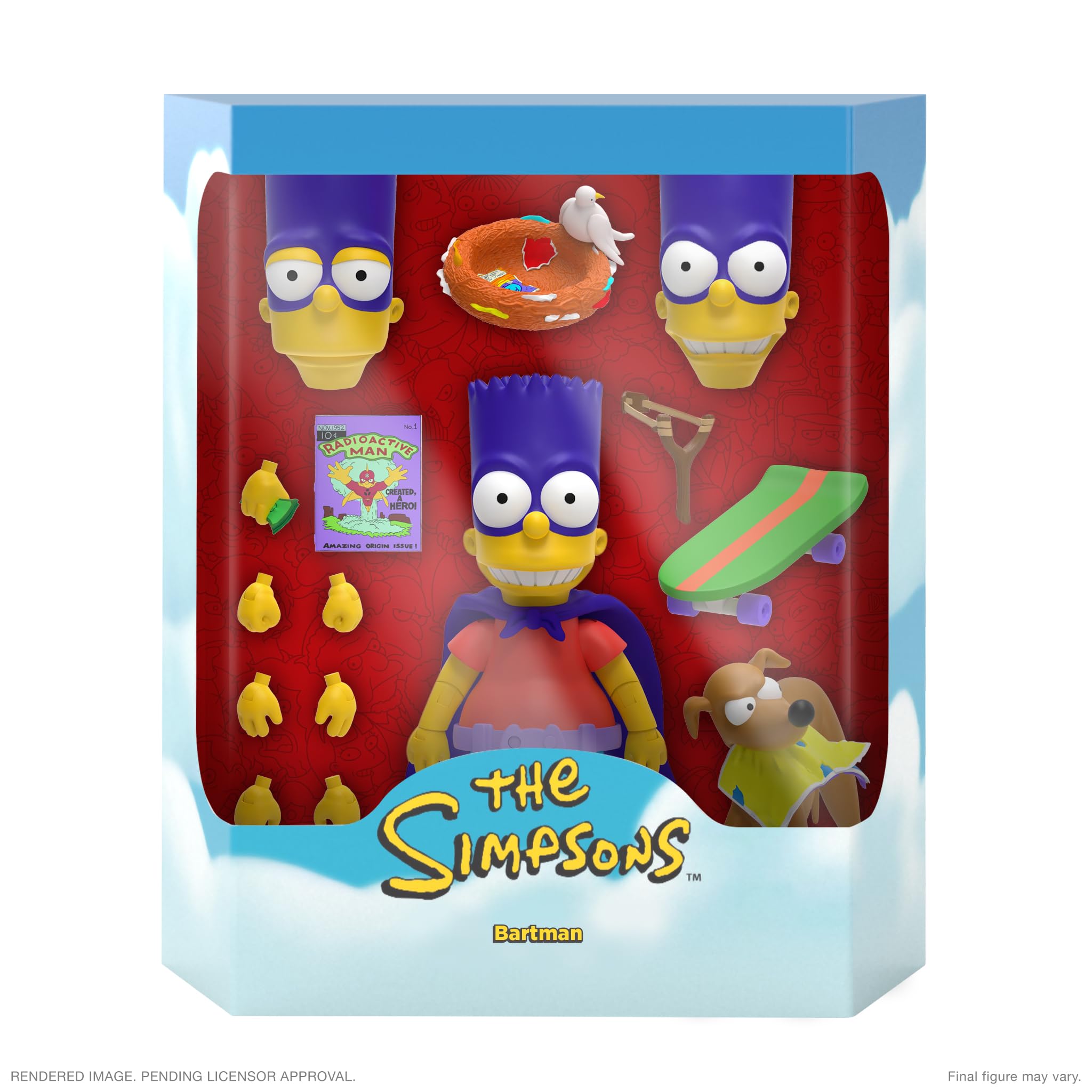 Super7 Bartman figure with interchangeable heads and hands for customization.