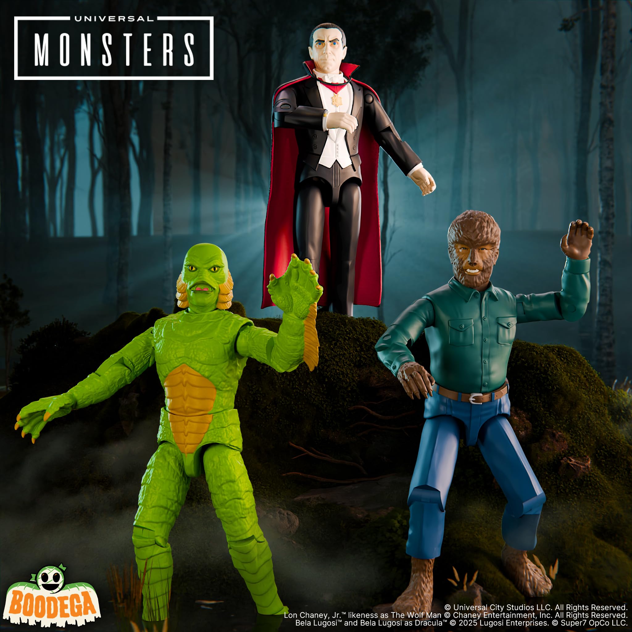 Vintage blister card art adds retro vibe to your Universal Monsters shelf.