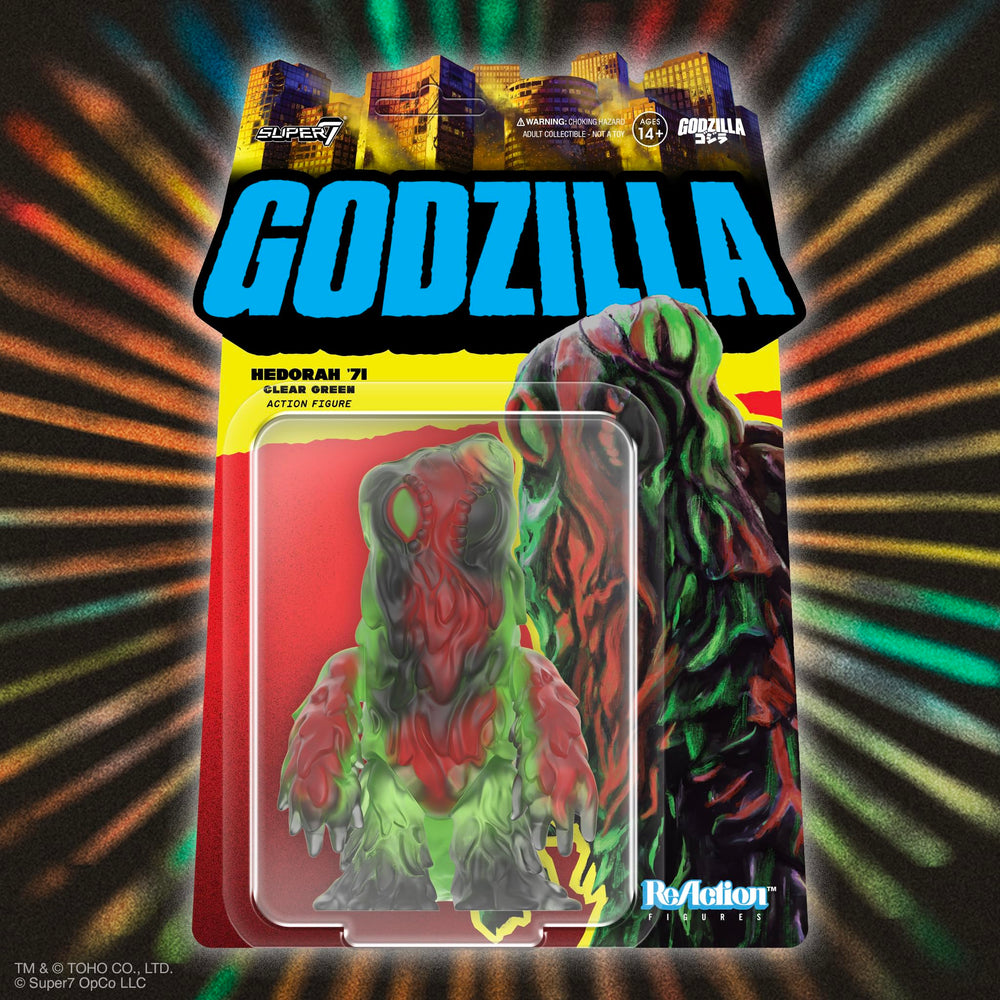 Super7 Hedorah 71 Clear Green display-ready piece for shelf collections