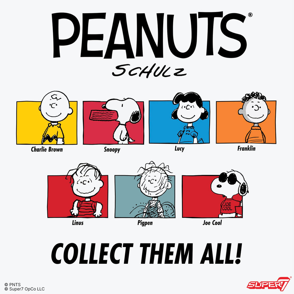 Super7 Peanuts figure on display-ready pose, perfect for gift-giving and collections.