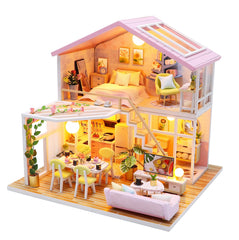 SUPERHIGH Villa Sweet Time dollhouse front view showcases inviting tiny home design.