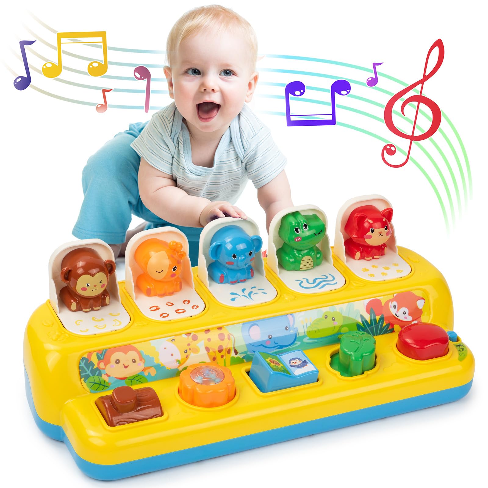 SUPERHIGH Pop Up Toy animal popup boosts early attention and curiosity for babies.