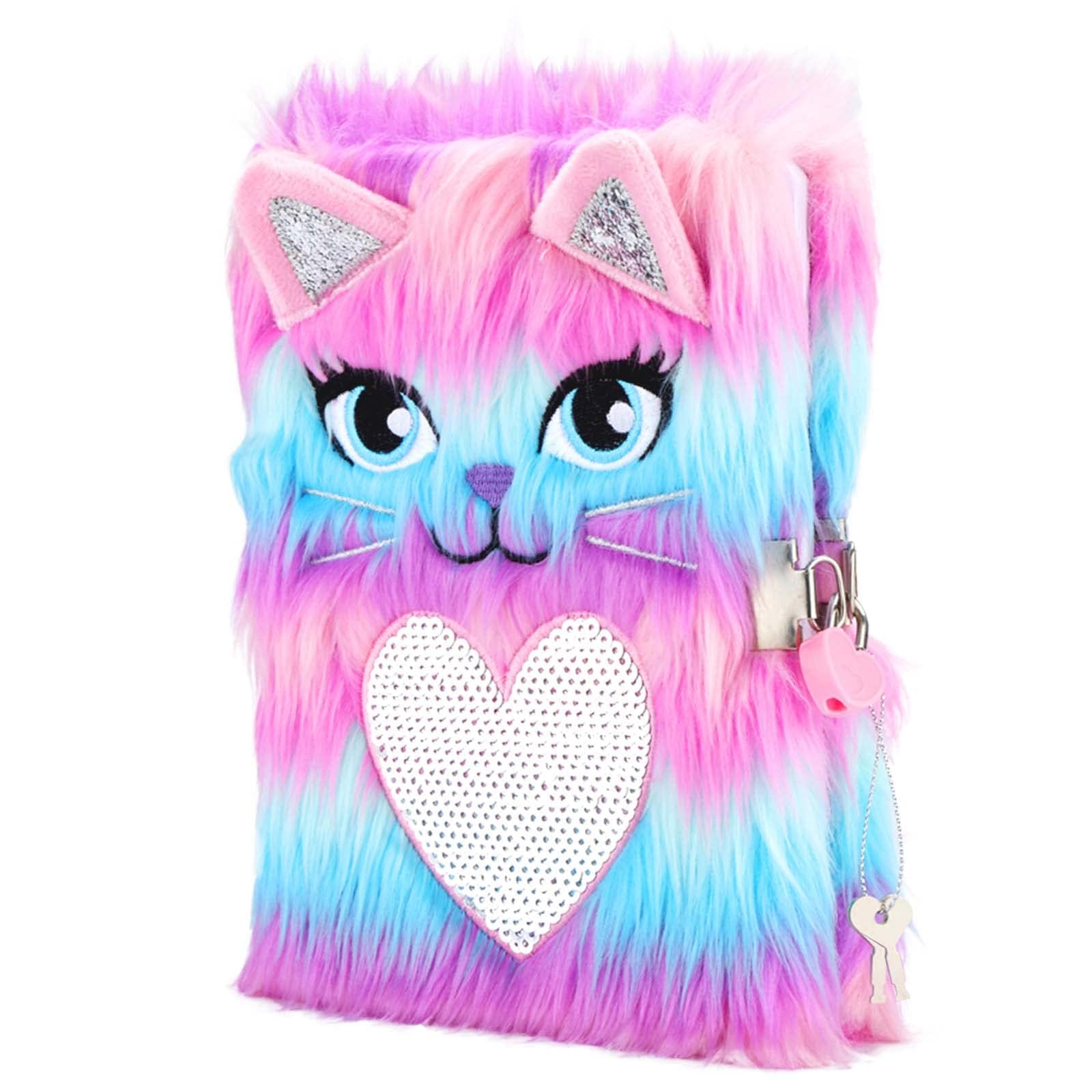 SuperStyle Journal plush diary case with soft plush cover and cat embroidery for cozy writing