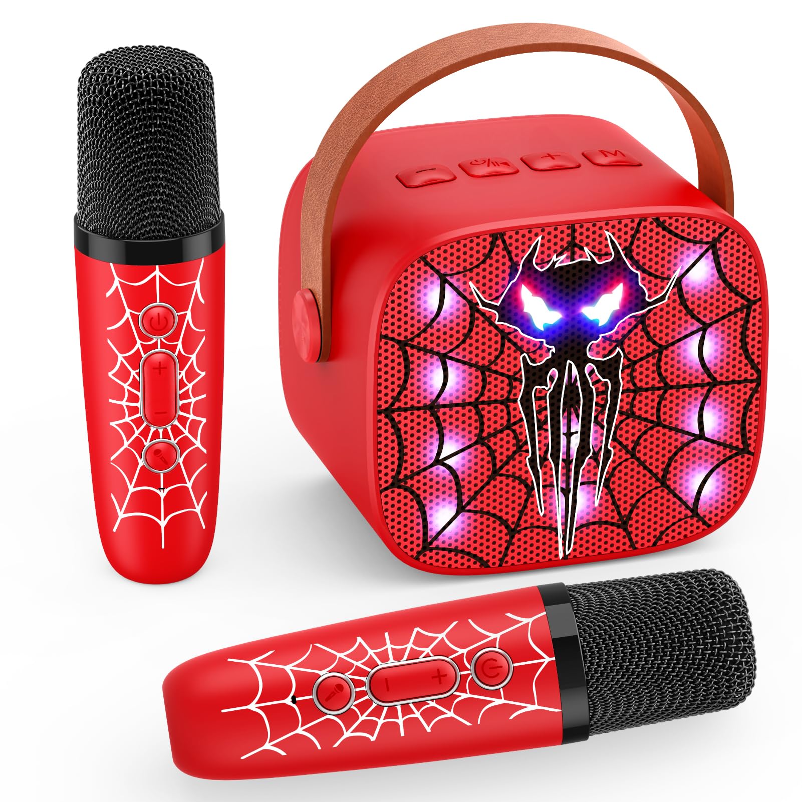 Superwin Karaoke mini speaker with cool eye LED lights for vibrant kids' sing-alongs.