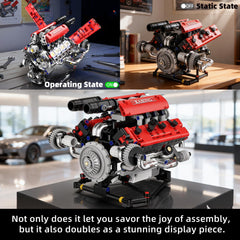 Suplanet Mini V8 engine shows 660-piece construction for hands-on building.