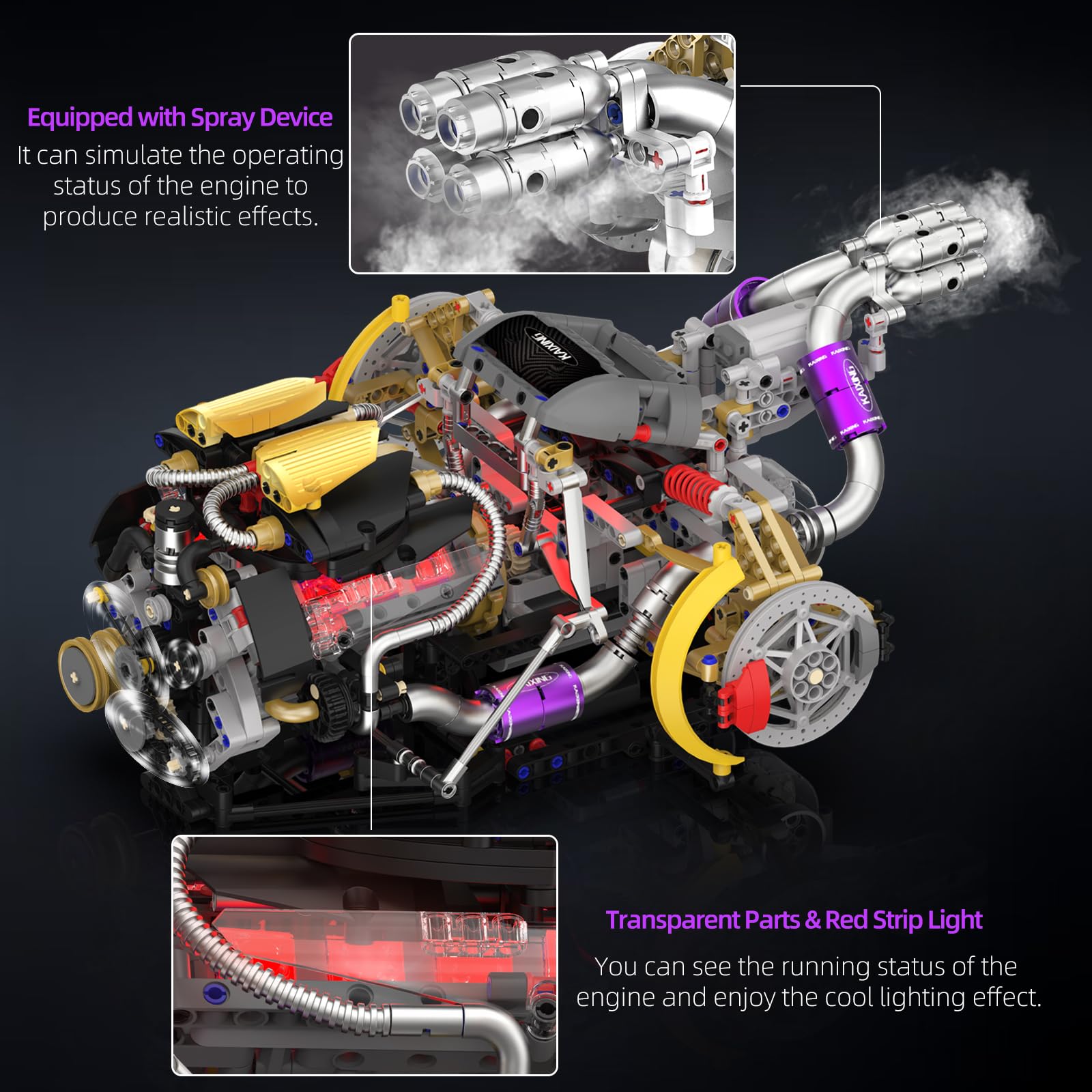 Suplanet V8 engine desktop decor showcasing mechanical aesthetics at home.