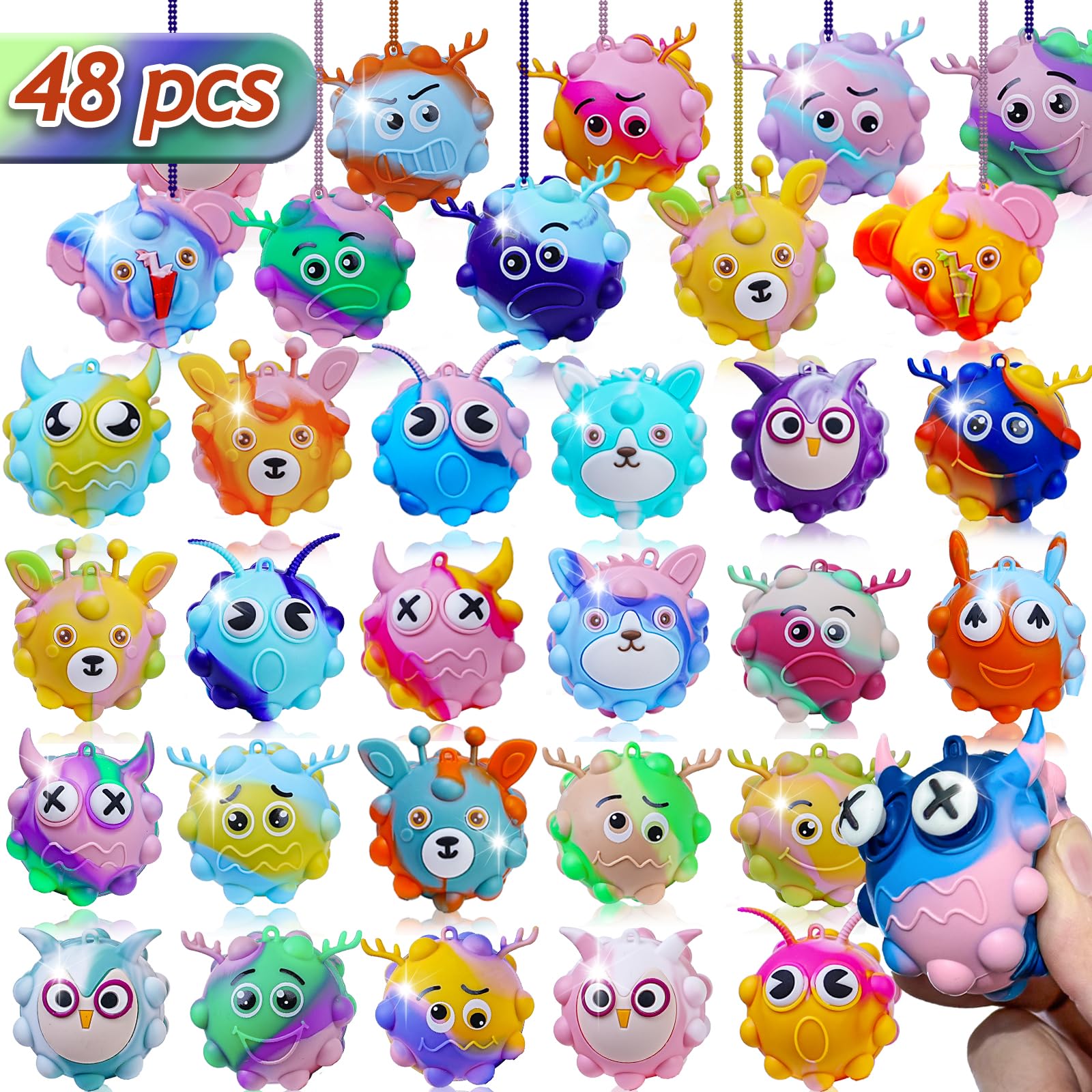 Supovil animal pop it ball with valve inflates easily for reuse and decorative display.