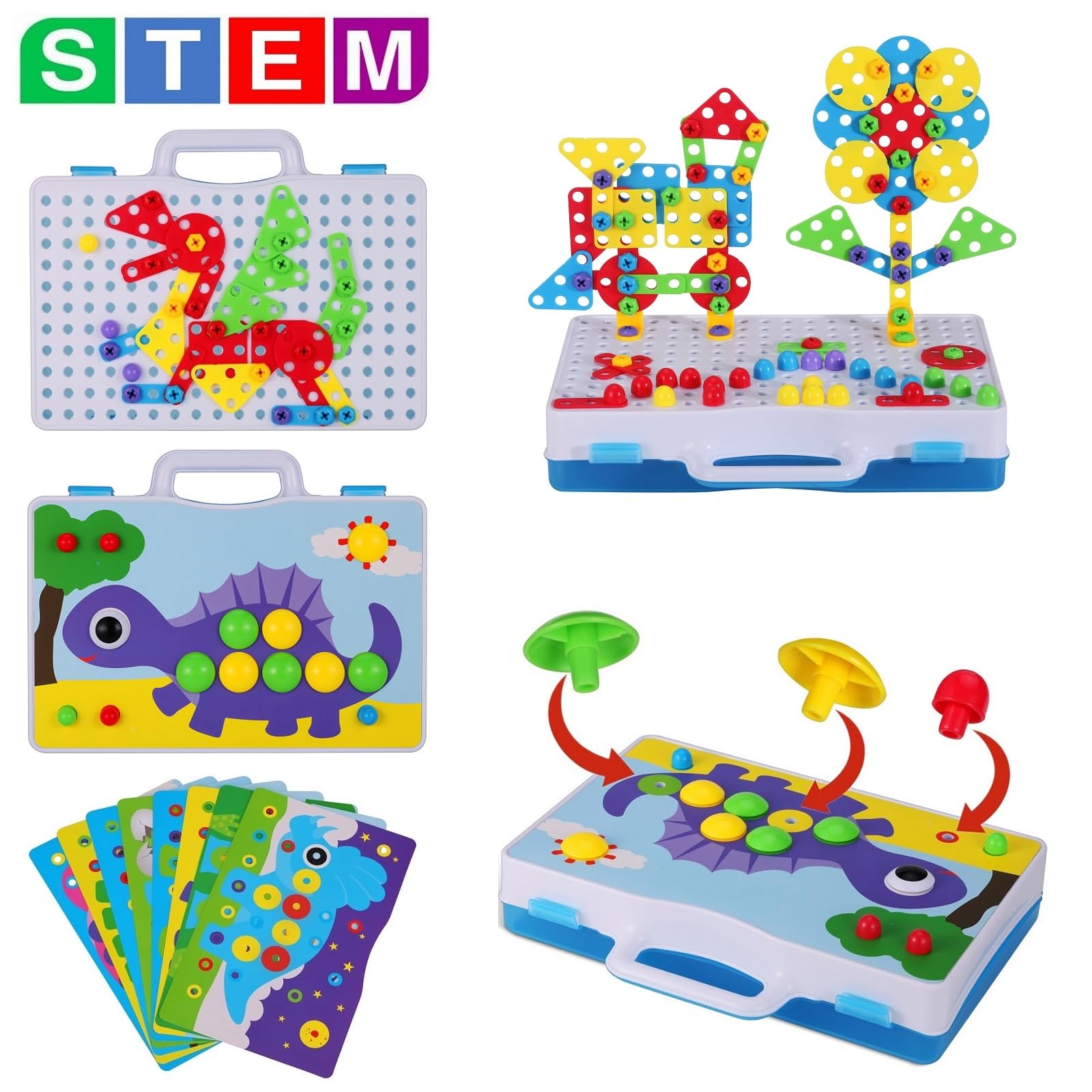 SUPSTEM animal design templates spark creativity during mosaic assembly.