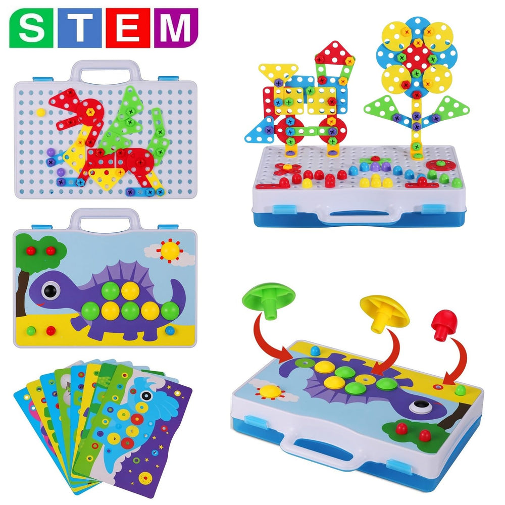 SUPSTEM animal design templates spark creativity during mosaic assembly.