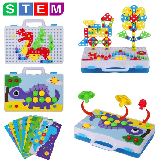 SUPSTEM animal design templates spark creativity during mosaic assembly.