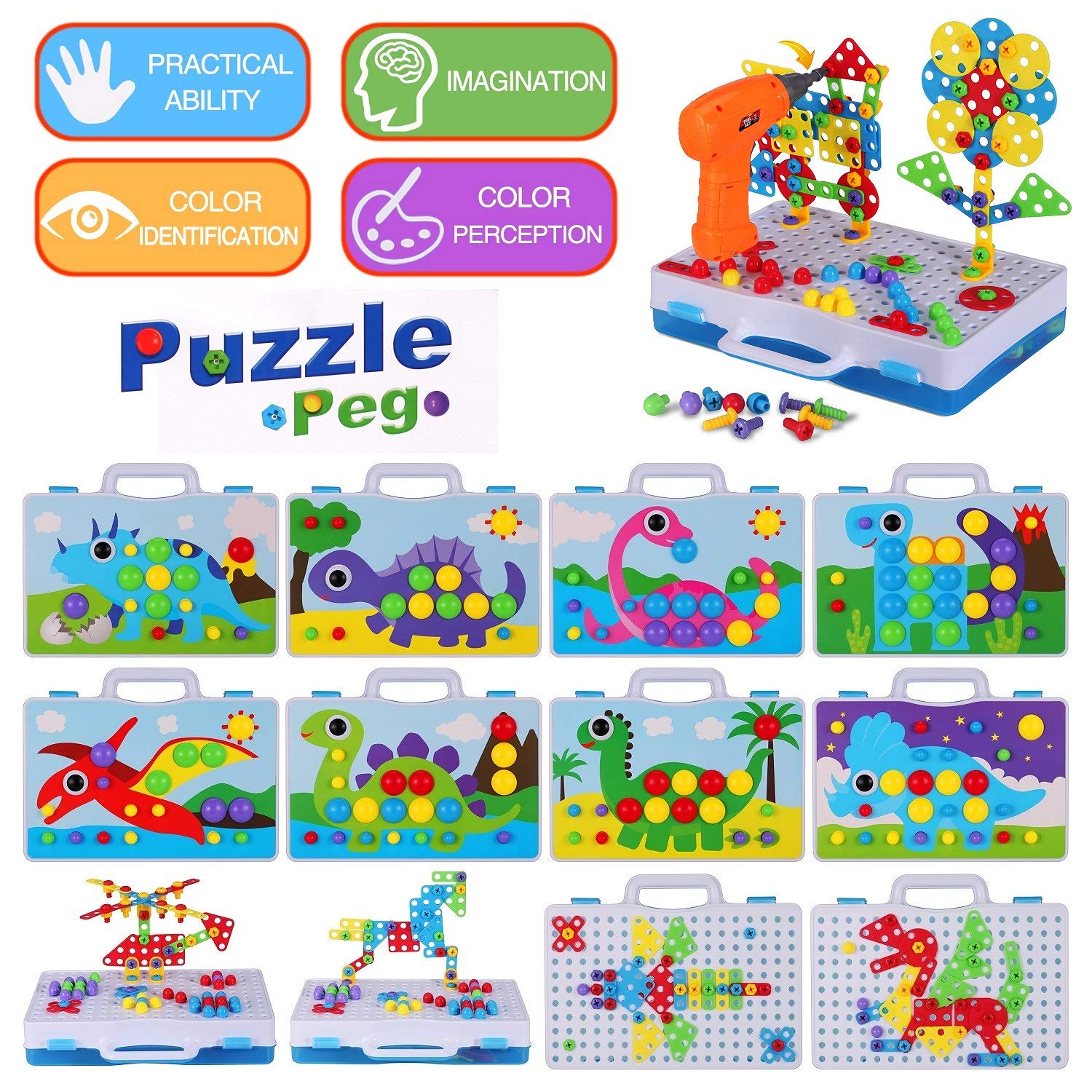 SUPSTEM colorful buttons offer tactile variety for pattern exploration.