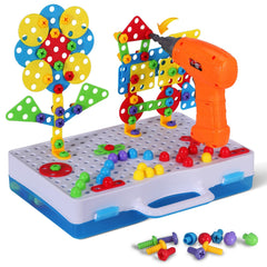 SUPSTEM electric drill for kids enhances fine motor skills during building play.