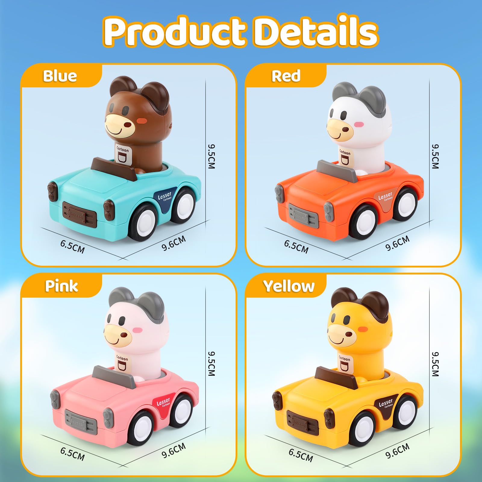 SUPVIB toddler-sized car toy fits small hands for easy gripping during play.