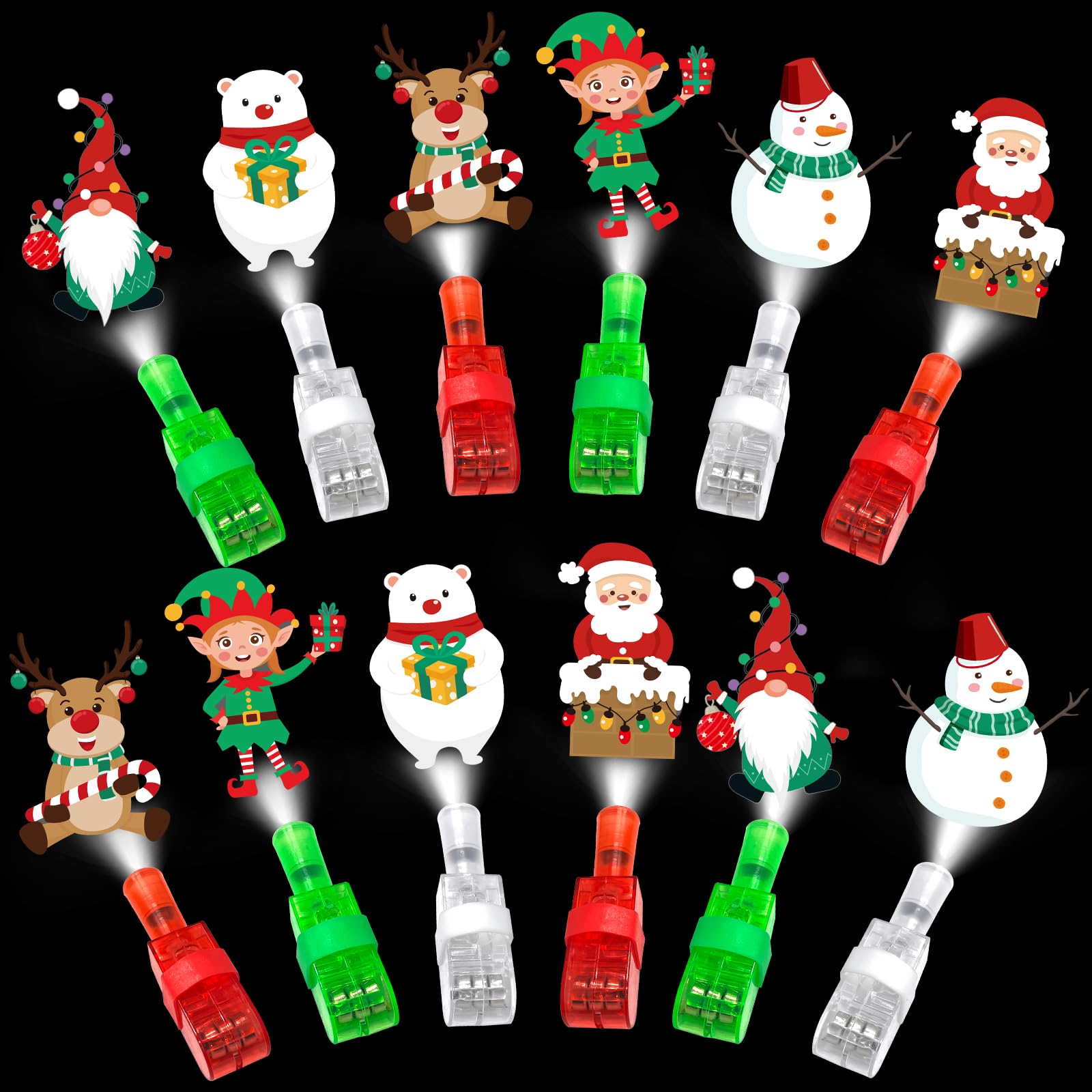 SURCVIO finger lights Santa pattern glow for festive party favors