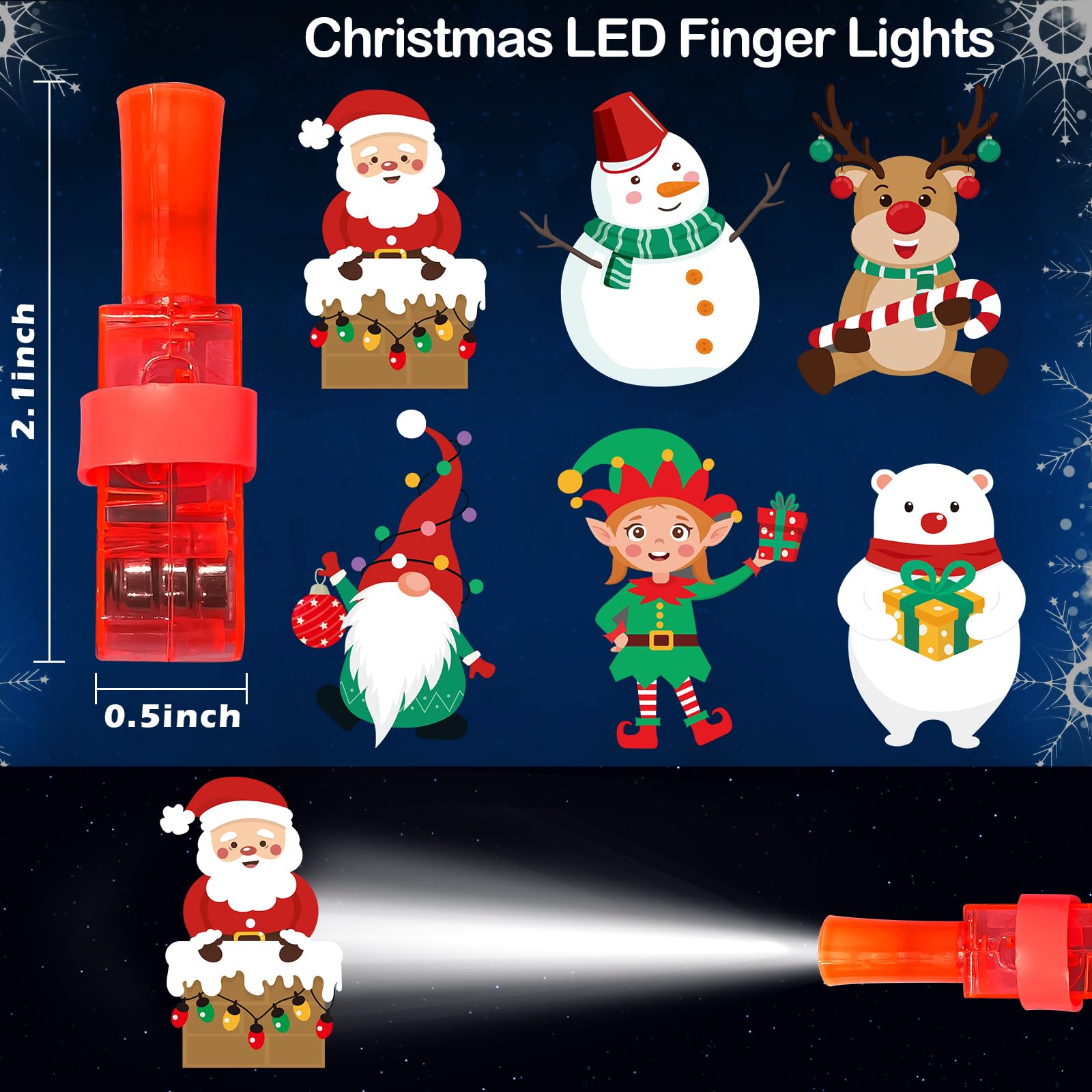 SURCVIO finger lights snowflake pattern glow for winter celebrations