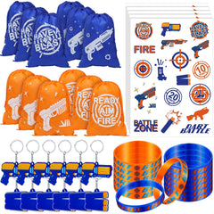 Sureio Dart Battle wristbands in orange and blue for stylish party favors.