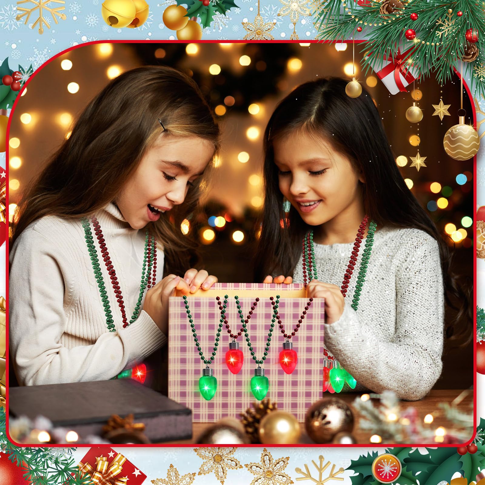 Sureio LED Christmas necklace lighting up celebrations at home or office.