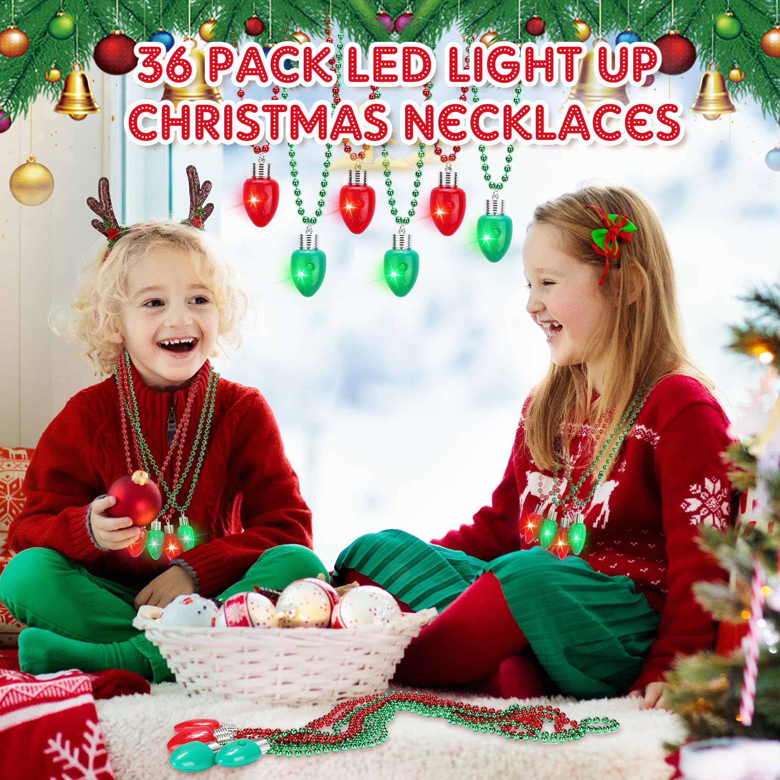 Sureio LED Christmas necklace adds festive flair to outfits and decor.