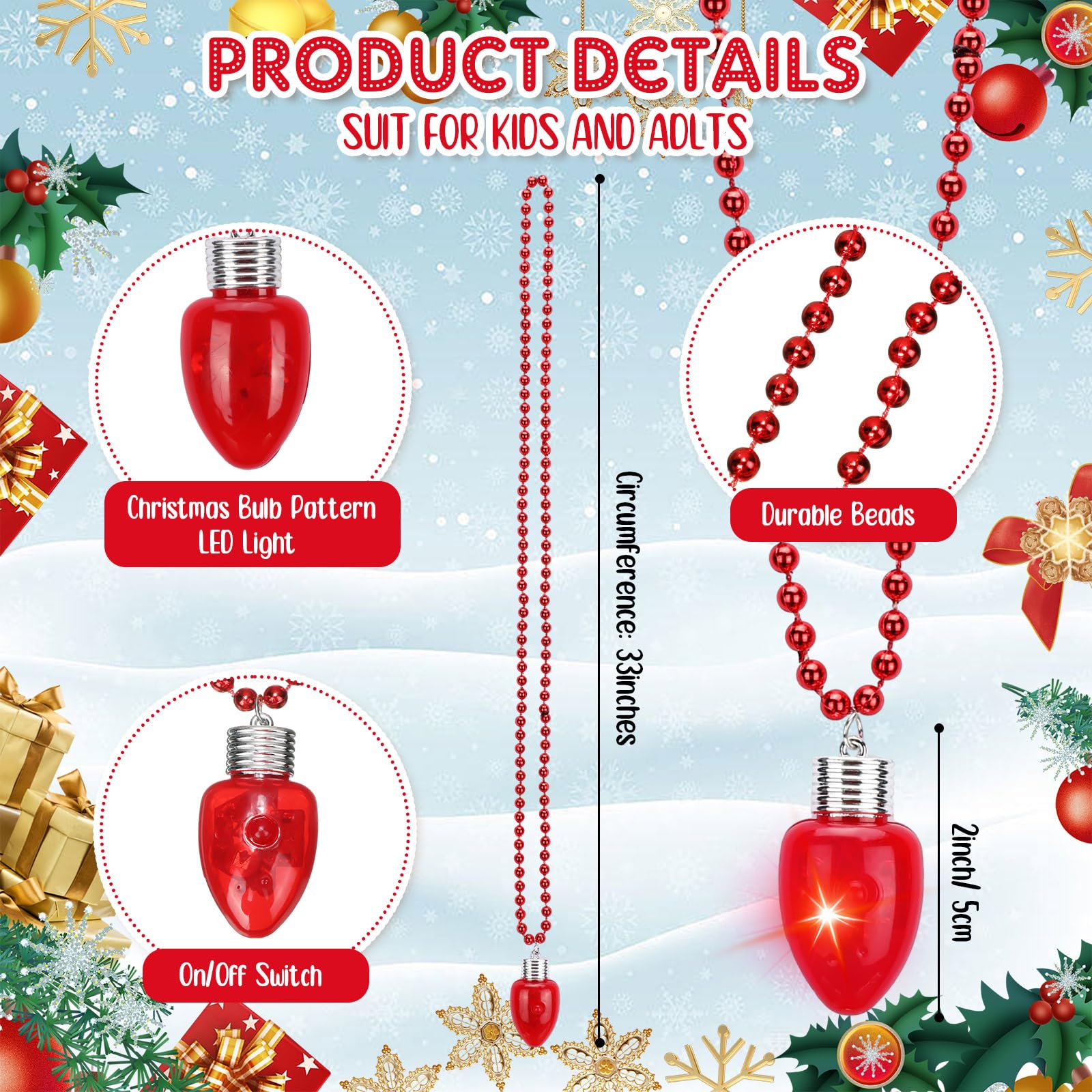 Sureio LED Christmas necklace worn by a guest for party ambiance.