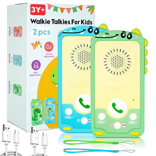 Surekuo kids walkie talkies with dinosaur case, front view, quick two-way chat