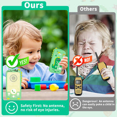 Surekuo walkie talkies with dinosaur case, side view, kid-friendly use