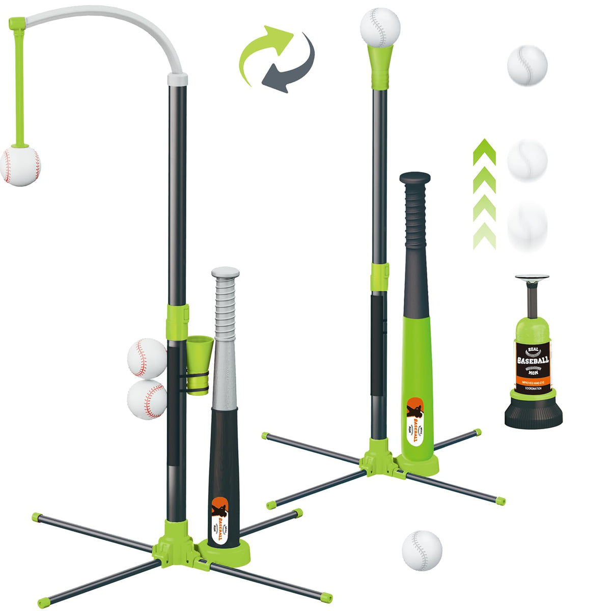 Surelect 3-in-1 T Ball Set hanging tee practicing from varied heights.
