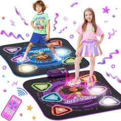 Surelect Dance Mat face-to-face setup with glowing pads for friendly competition
