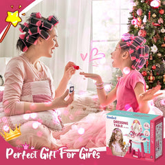 Surelect glowing mirror lights create a magical dressing atmosphere.